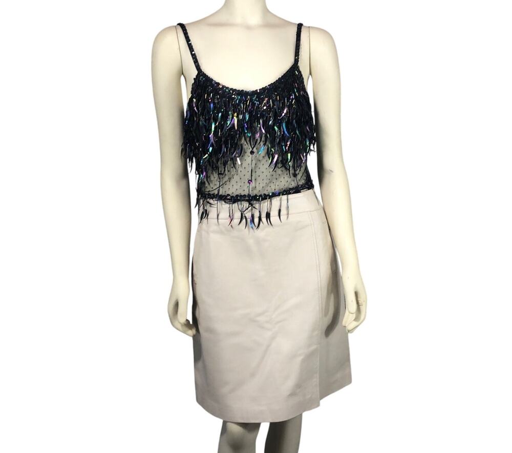 American Vintage Y2K Margaret Godfrey leather ivory skirt size 14